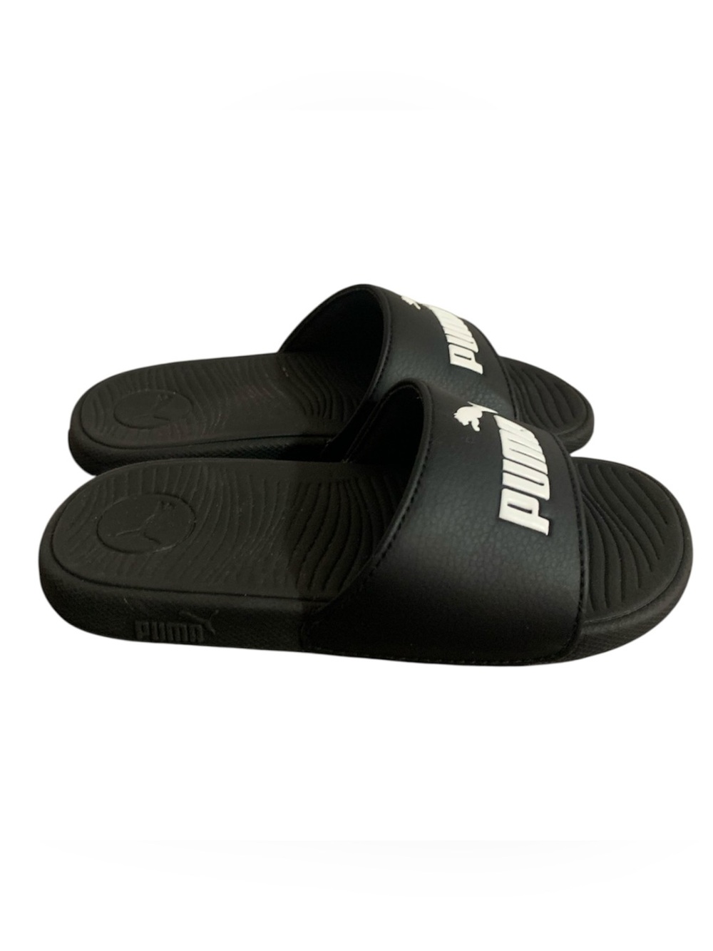 Puma Black Slides with White Logo Strap 12